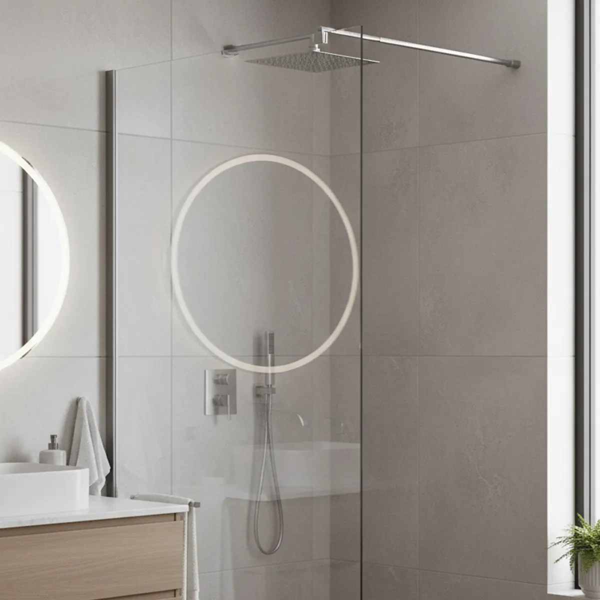 JOYTEK - Mampara Fija de Baño 190×100 cm Vidrio Templado Transparente 8 mm