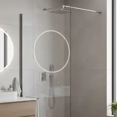 JOYTEK - Mampara Fija de Baño 190×100 cm Vidrio Templado Transparente 8 mm