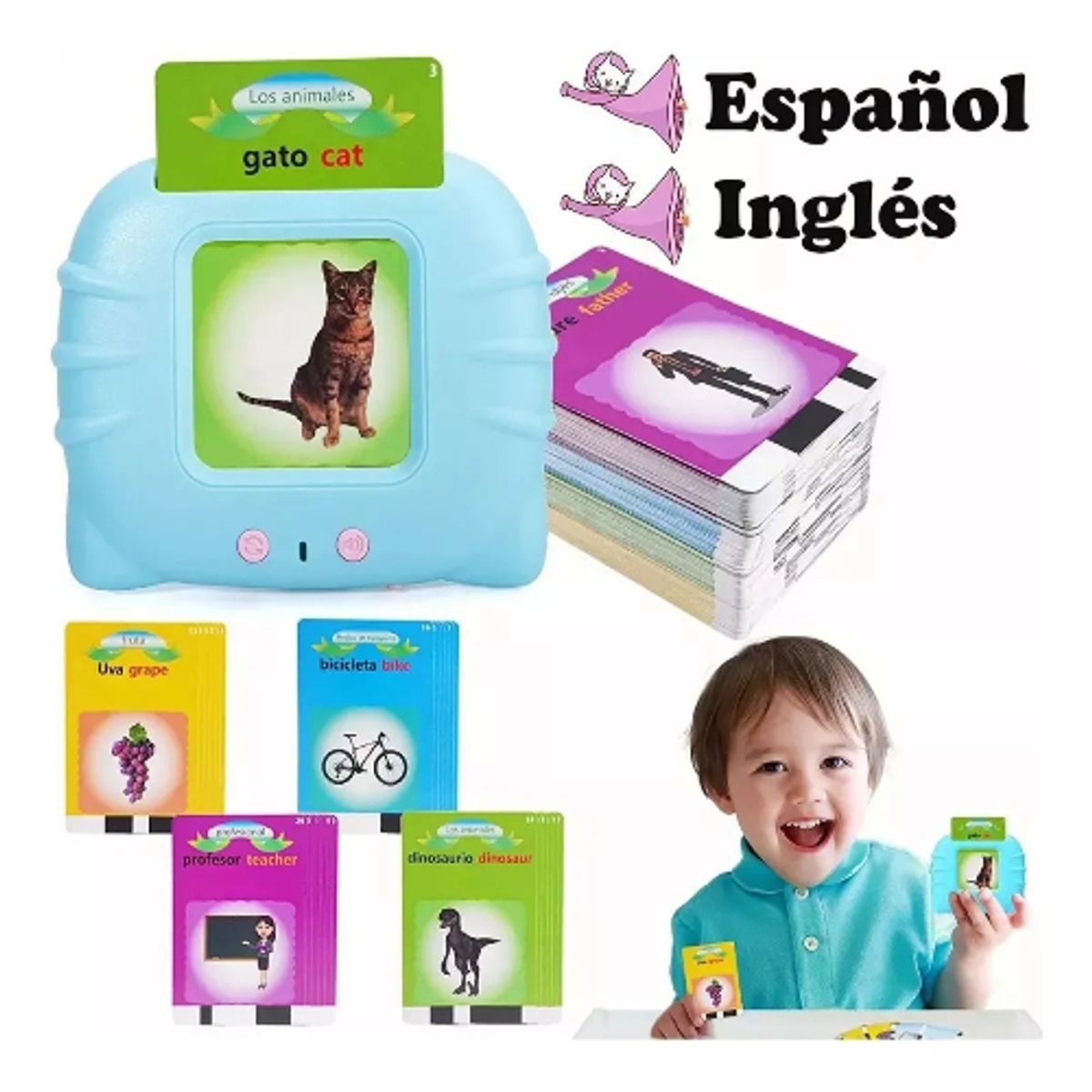 GENERICO - Juguetes Aprendizaje Español Tarjetas Niños 224 Palabras
