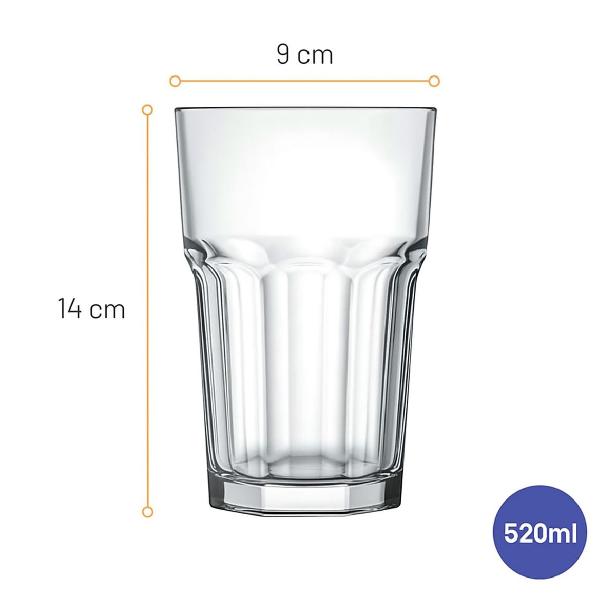 NADIR - 6 Vasos De Vidrio Altos Para Coctel 520ml Bristol - Nadir