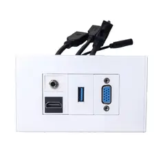 ATLANTICSWIRE - PLACA A MURO HDMI 2.0 4K, USB 3.0, VGA, AUDIO 3.5MM. 15CMS