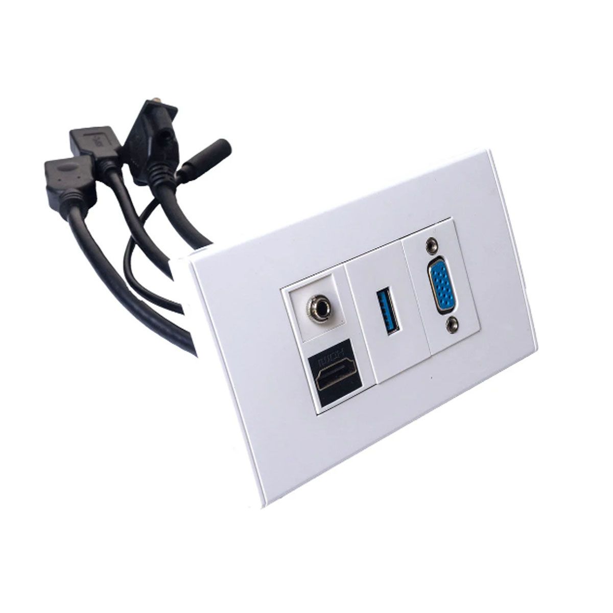 ATLANTICSWIRE - PLACA A MURO HDMI 2.0 4K, USB 3.0, VGA, AUDIO 3.5MM. 15CMS