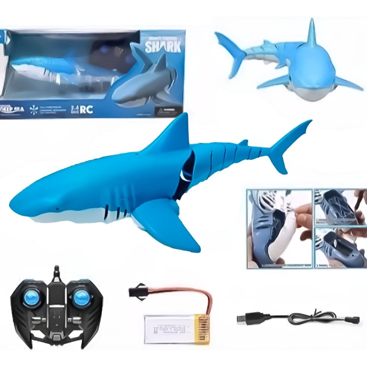 HOMEBRANDT - Tiburon A Control Remoto Helices Para Uso En El Agua 38cm