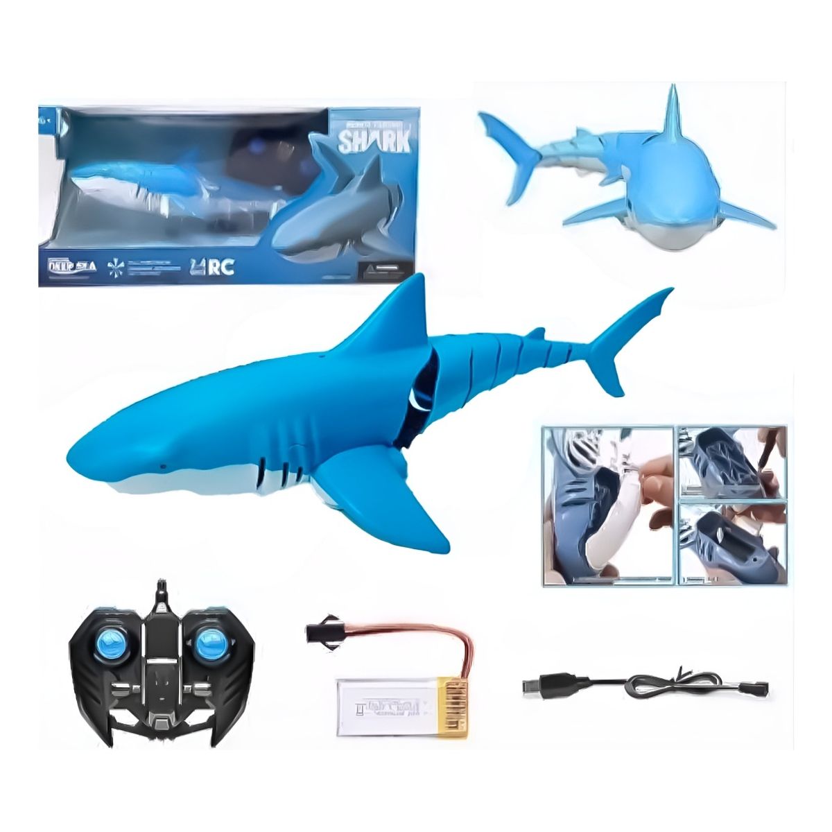 HOMEBRANDT - Tiburon A Control Remoto Helices Para Uso En El Agua 38cm