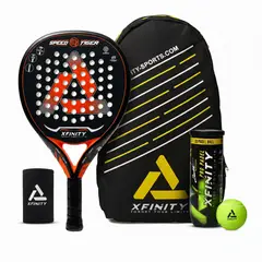 XFINITY - Pack Padel Pala Speed Tiger- Mochila Padel - Muñequera - Tarro Pelotas
