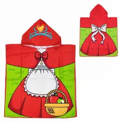 OKAERI - TOALLA DE BAÑO / PLAYA CON CAPUCHA NIÑAS Y NIÑOS - Rojo