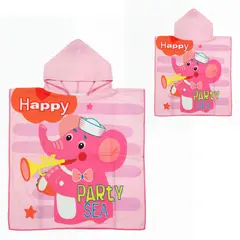 OKAERI - TOALLA DE BAÑO / PLAYA CON CAPUCHA NIÑAS Y NIÑOS - Rosa