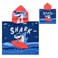 OKAERI - TOALLA DE BAÑO / PLAYA CON CAPUCHA NIÑAS Y NIÑOS - Azul