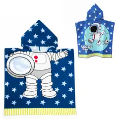 OKAERI - TOALLA DE BAÑO / PLAYA CON CAPUCHA NIÑAS Y NIÑOS - Azul