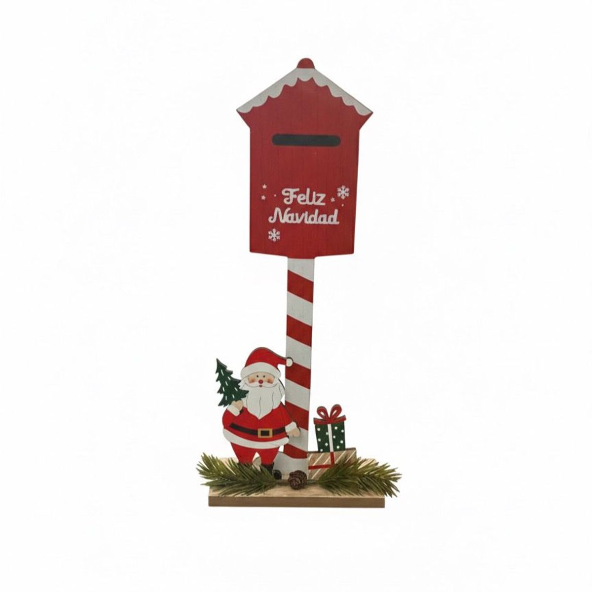 WAKESHOME - Letrero Buzon De Santa Decorativo Adorno De Navidad 33x14cm