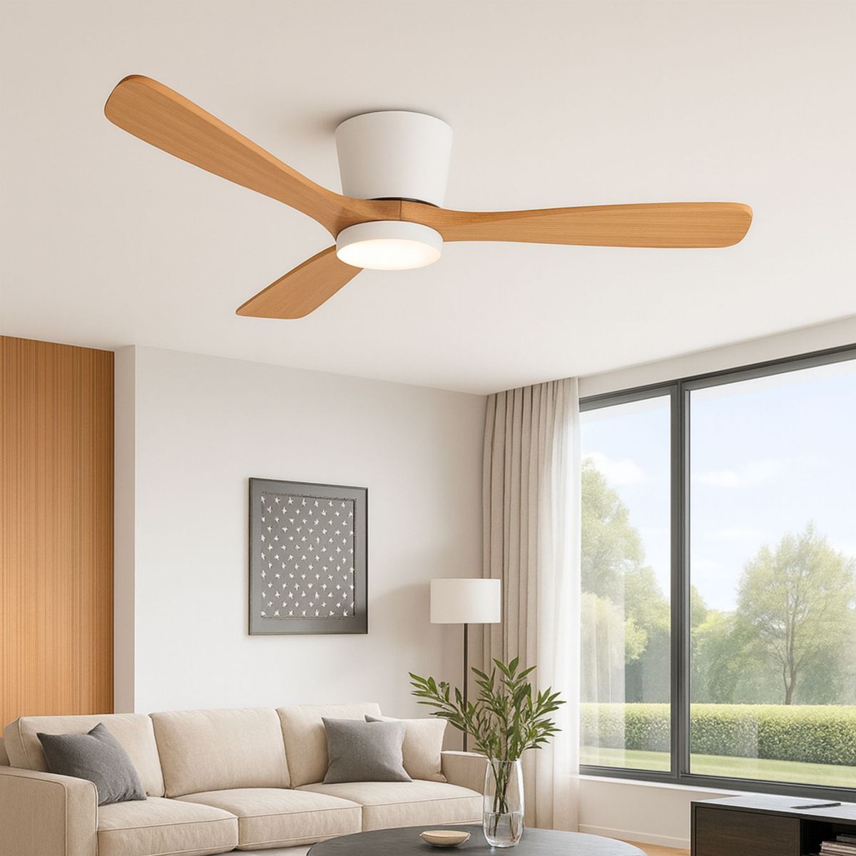 SUMO - Ventilador de techo Sumo VT60 52 3 Aspas de madera Led Blanco