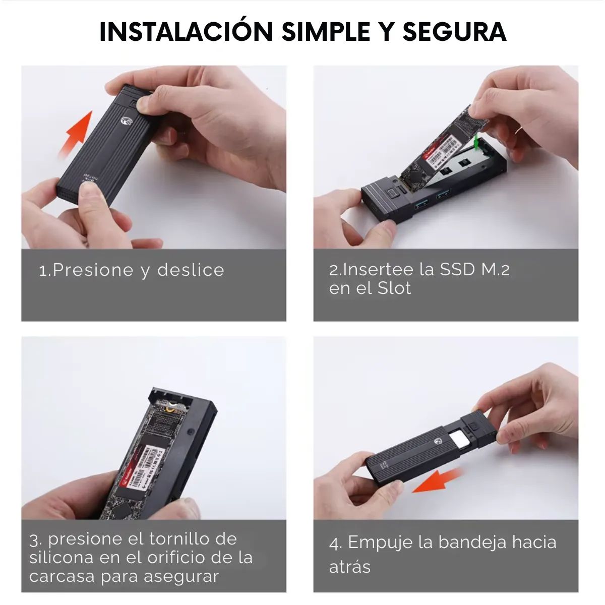 KINGSPEC - Cofre SSD Kingspec COF222 M2SATAUSB 10Gbps + Hub UsbTfSd