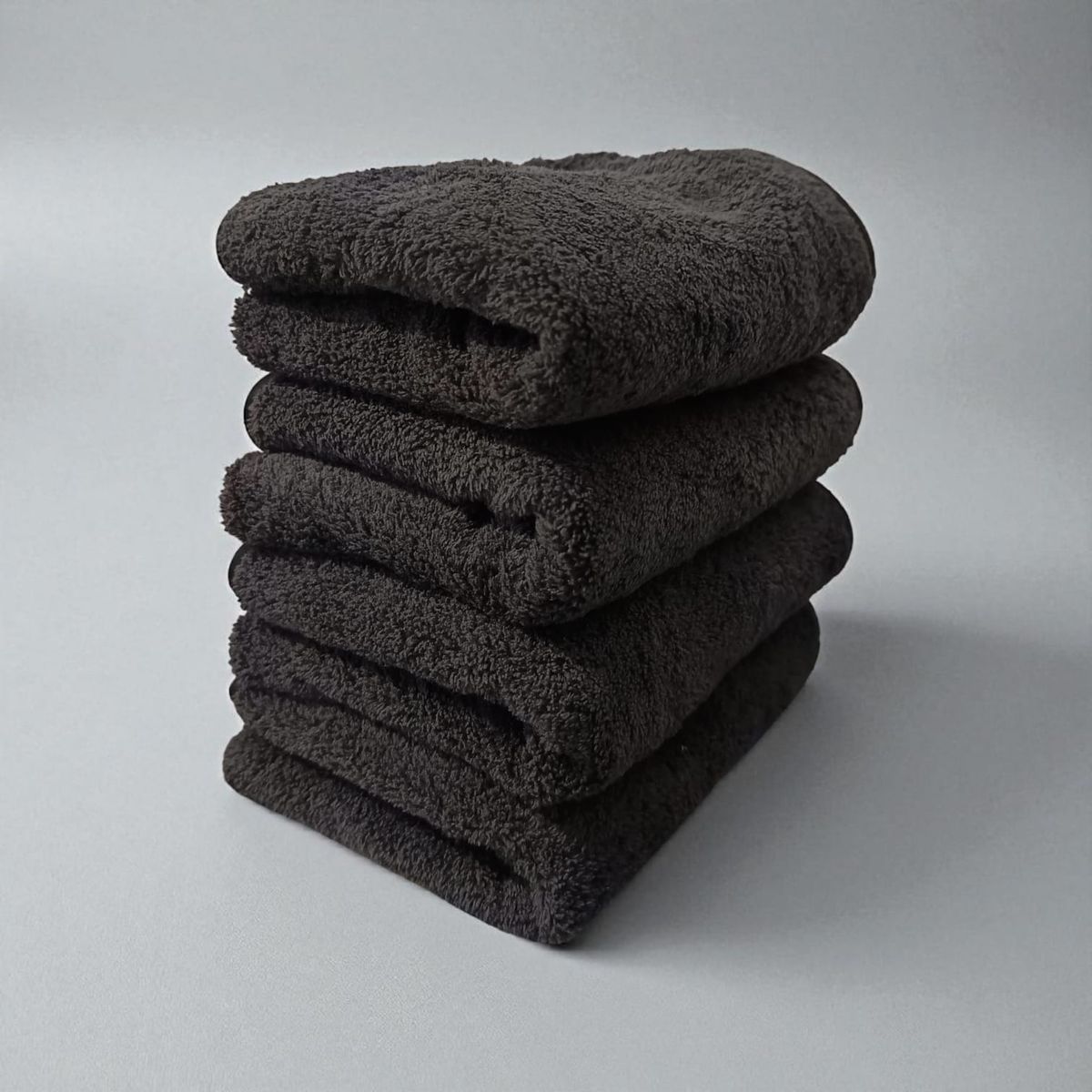 HOMEY - Set de 4 Toallas de Microfibra, Color Negro, 30x50Cm.