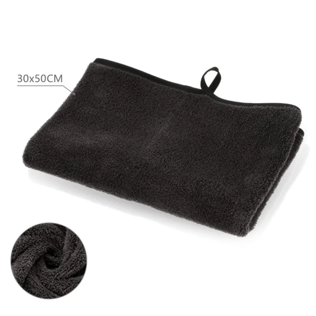 HOMEY - Set de 4 Toallas de Microfibra, Color Negro, 30x50Cm.