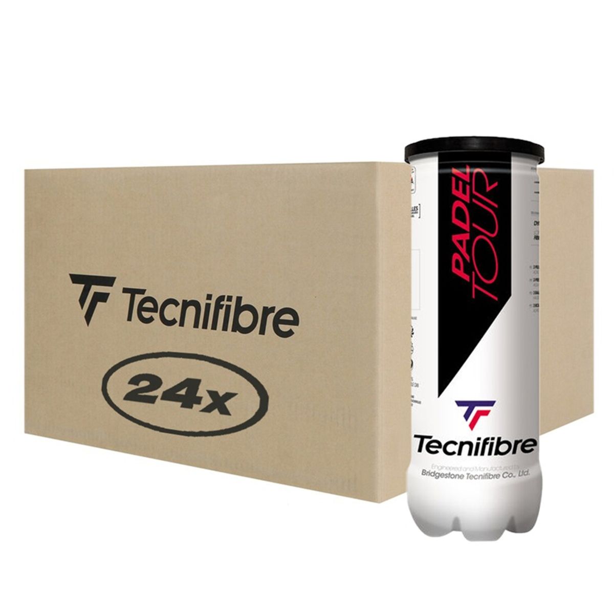 TECNIFIBRE - Caja de Pelotas Tecnifibre Padel Tour X3 - 24 Tarros