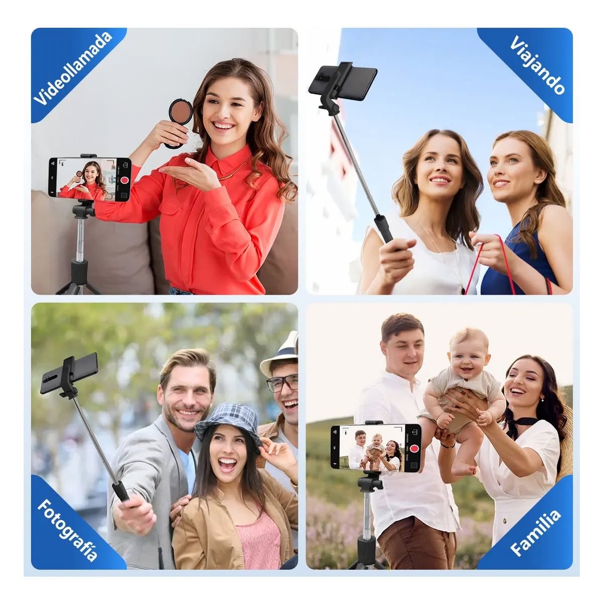 GENERICO - Palo Selfie Stick Negro mando a distancia Bluetooth