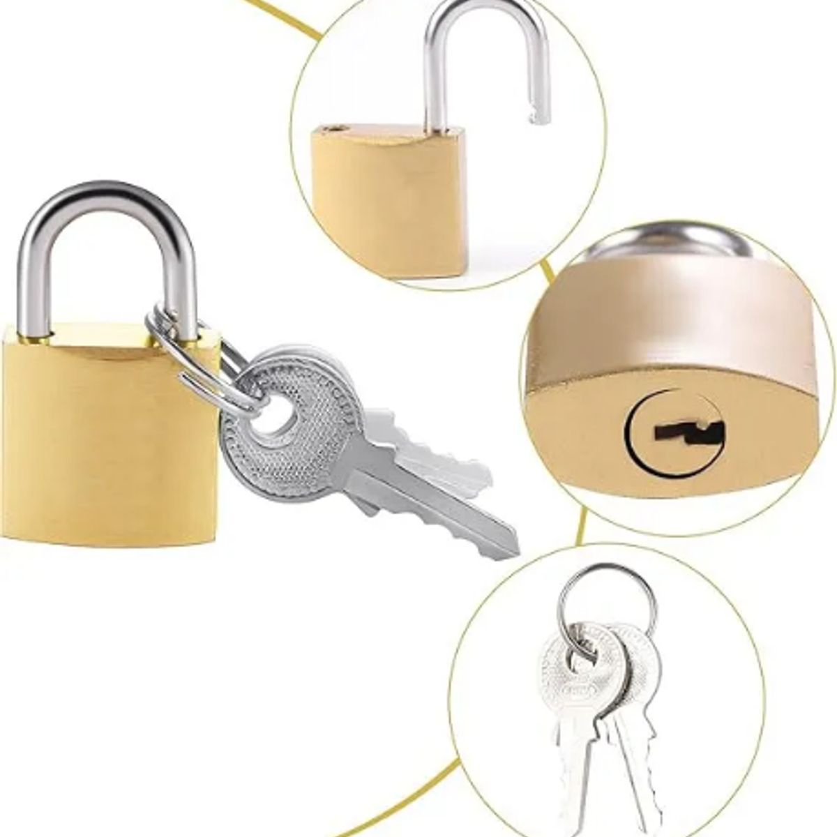 GENERICO - Candado Arco Uso General Seguridad Stelar 20mm Color Dorado