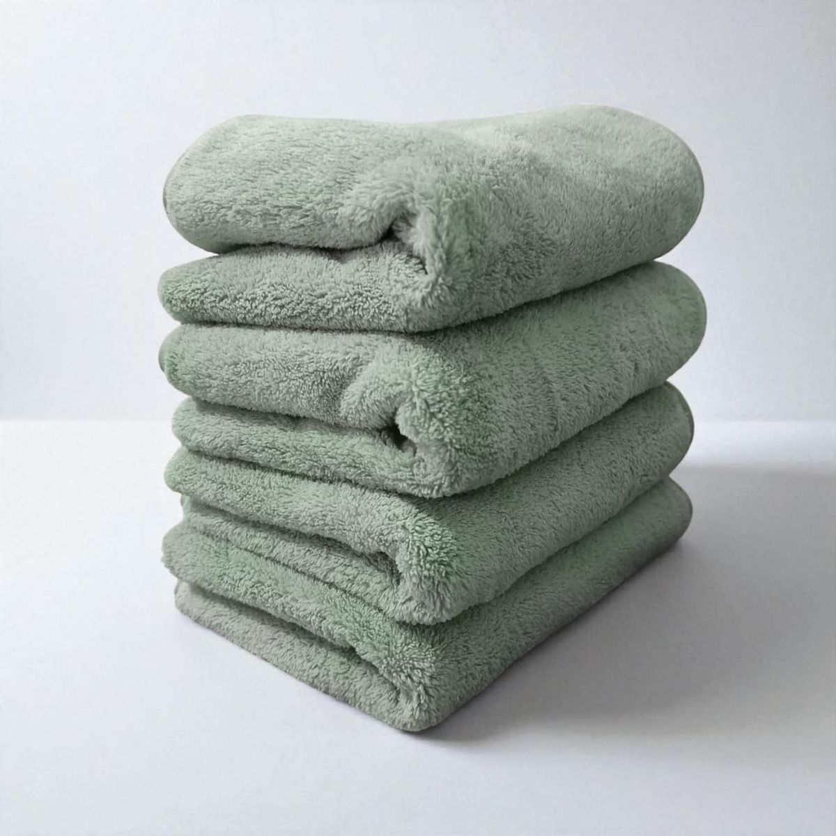 HOMEY - Set de 4 Toallas de Microfibra Color Verde 30x50cm