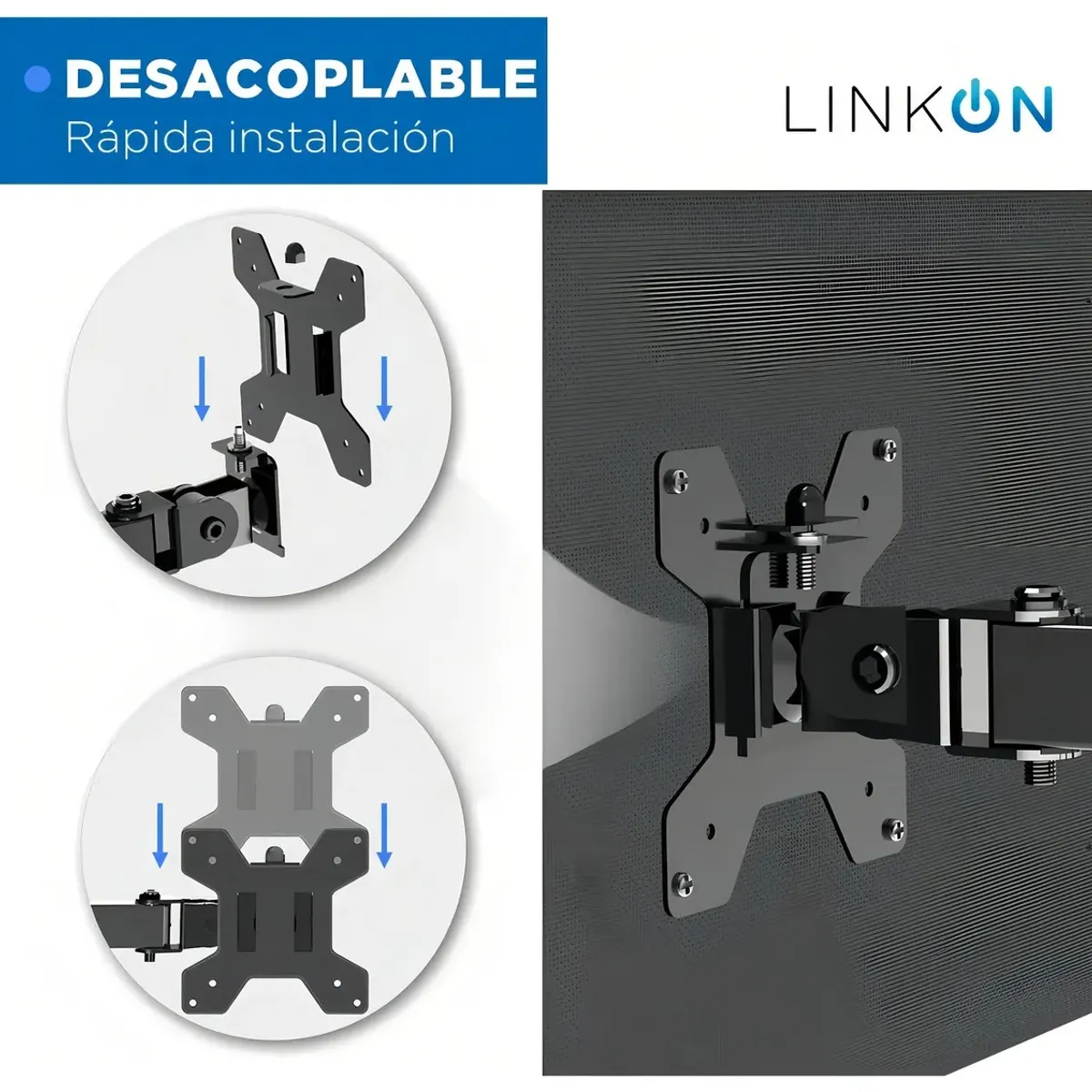 EVERSO - Brazo Soporte Para Monitor Dobl Alzador Monitor Color Negro