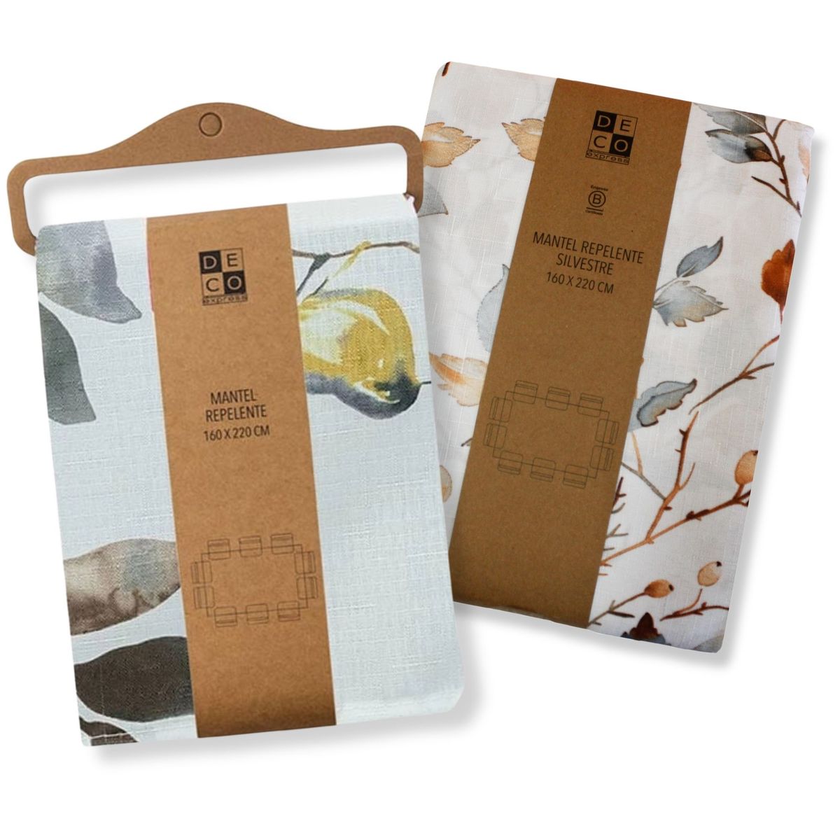 DECO EXPRESS - Set 2 Manteles Antimanchas Silvestre y Pájaros 130x180 cm