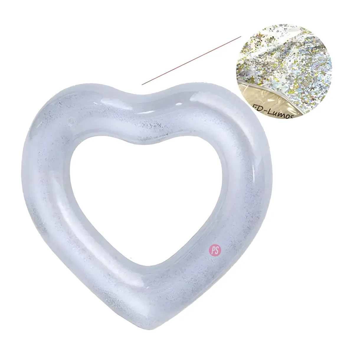 PUNTO STORE - Flotador Corazón Plateado 90cm Amor y Diversión - PS