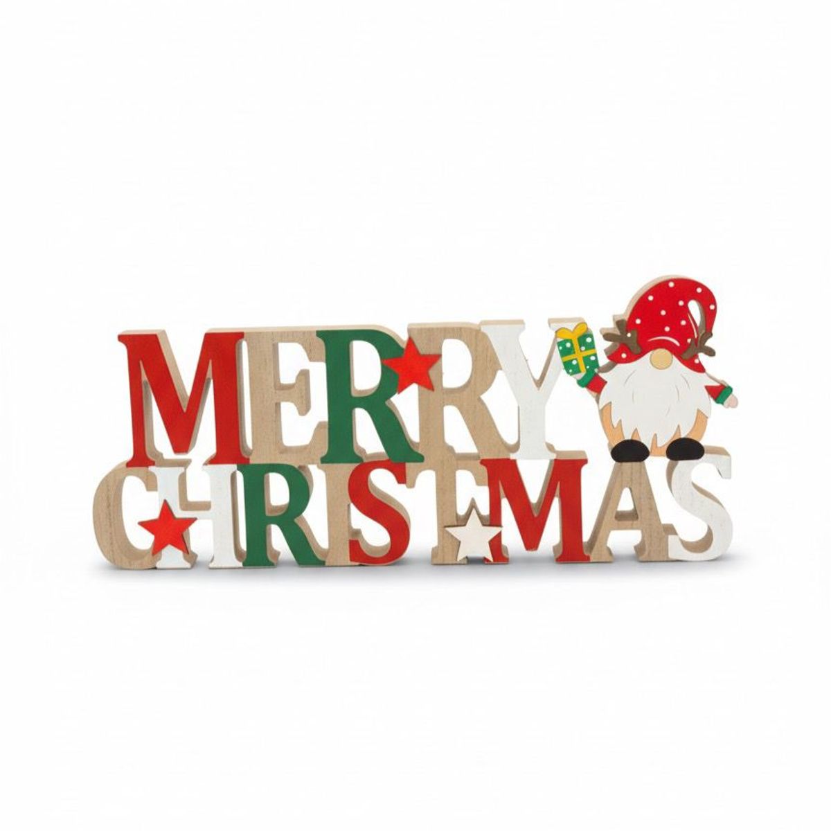 WAKESHOME - Letrero De Navidad Merry Christmas Adorno De Madera 39x15cm