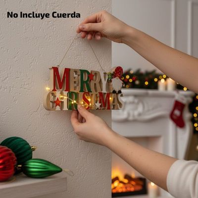 Imagen 2 del producto Letrero De Navidad Merry Christmas Adorno De Madera 39x15cm