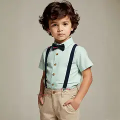 UTILISIMO - Conjunto de Vestir con Tirantes Camisa Pantalón Corto Algodón Bebe