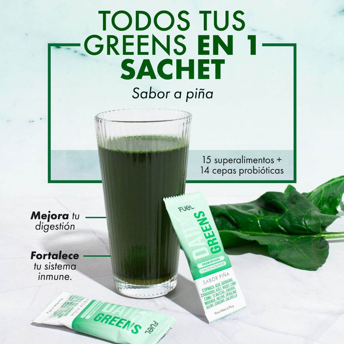 FUEL NUTRITION - Daily Greens Detox + 14 Cepas De Probióticos - Fuel Nutrition