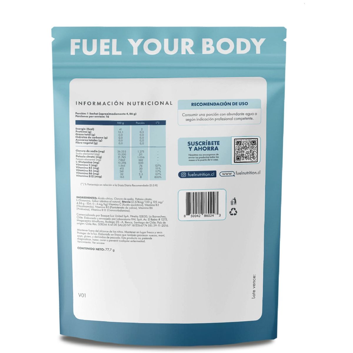 FUEL NUTRITION - Boost de Hidratacion + Vitamina C + L-Glutamina Fuel Nutrition