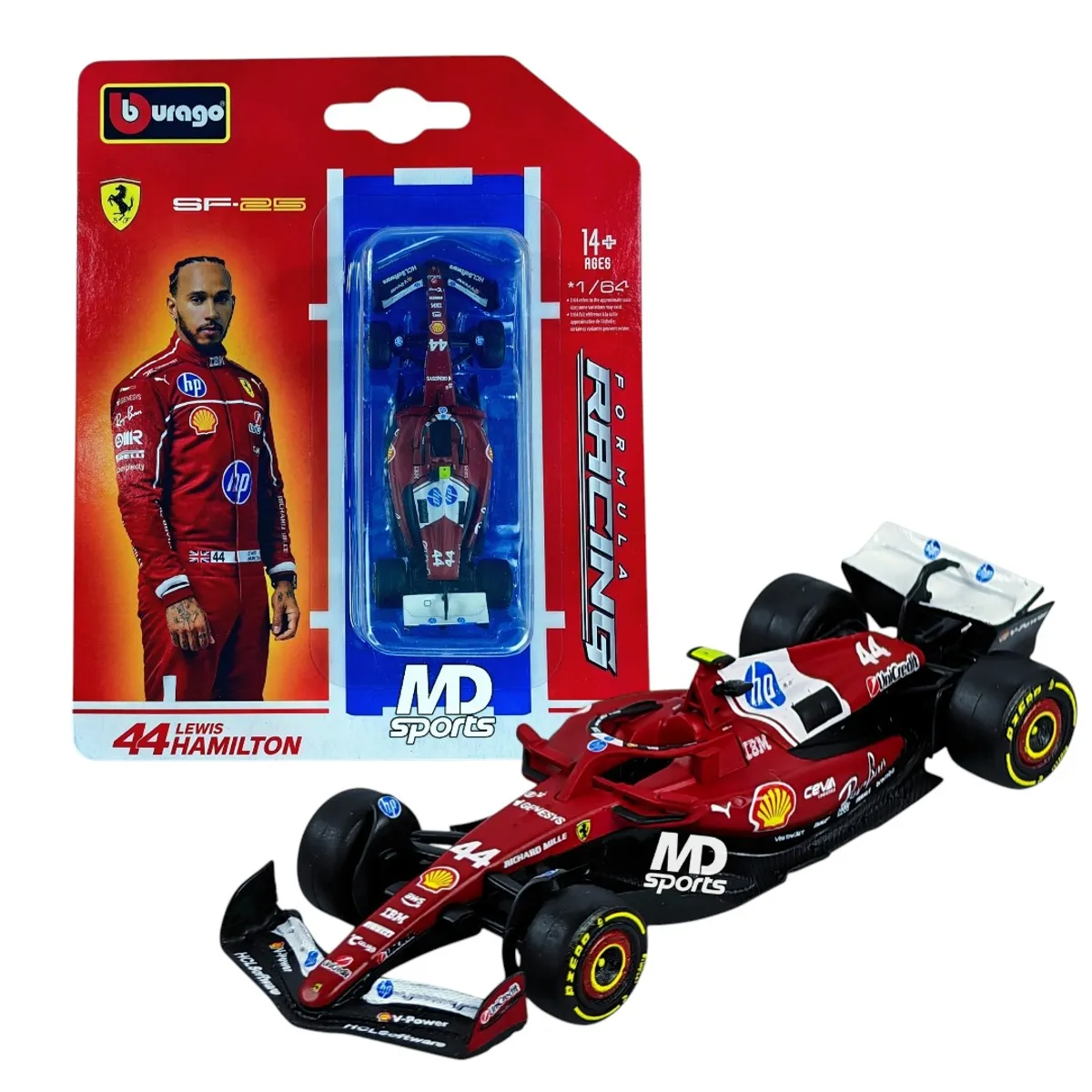 BBURAGO - Auto F1 Ferrari SF-25 2025 #44 Lewis Hamilton Caja Normal 1:64