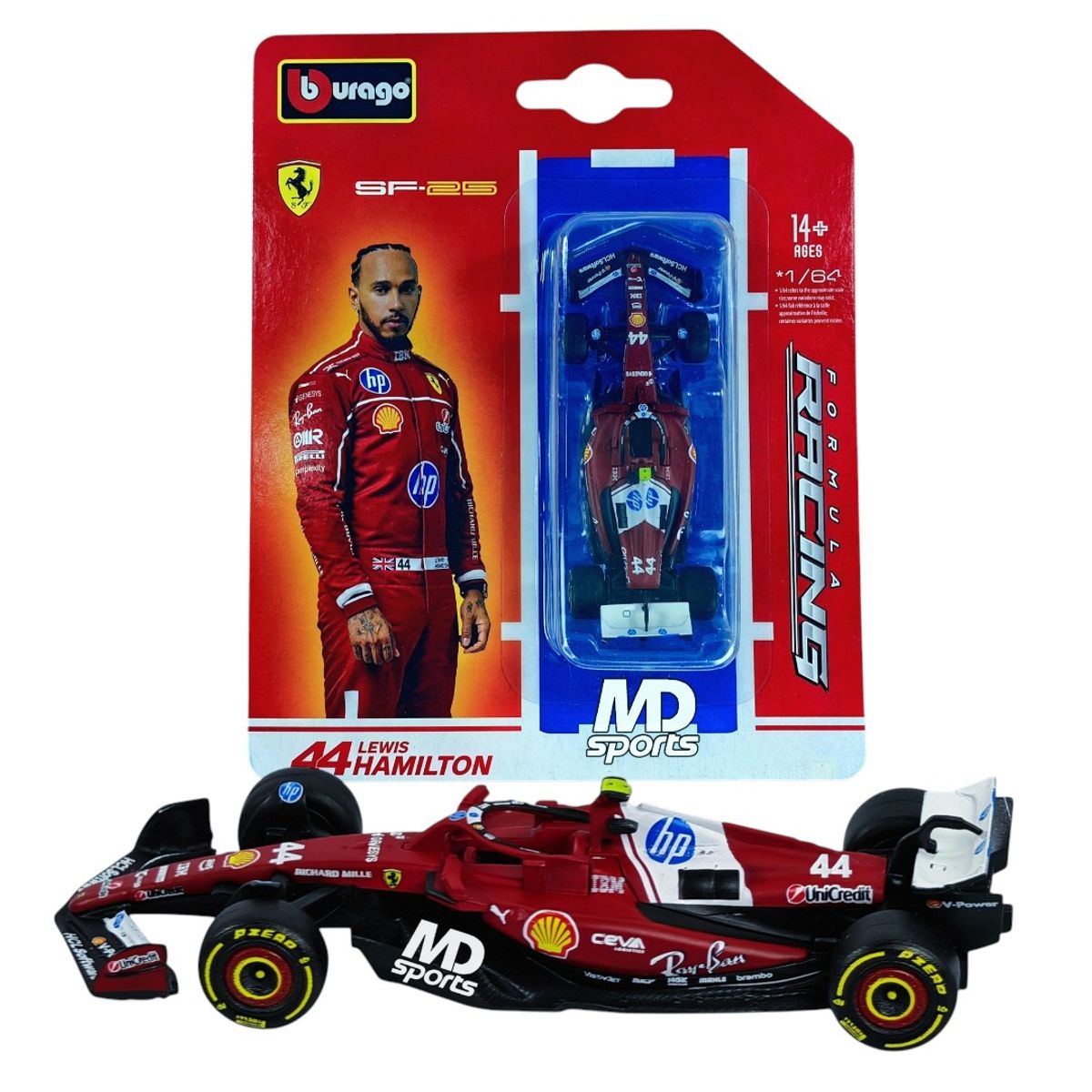 BBURAGO - Auto F1 Ferrari SF-25 2025 #44 Lewis Hamilton Caja Normal 1:64