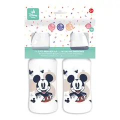 DISNEY - Set de 2 Mamaderas Boca Ancha 350ml 0M+ Mickey
