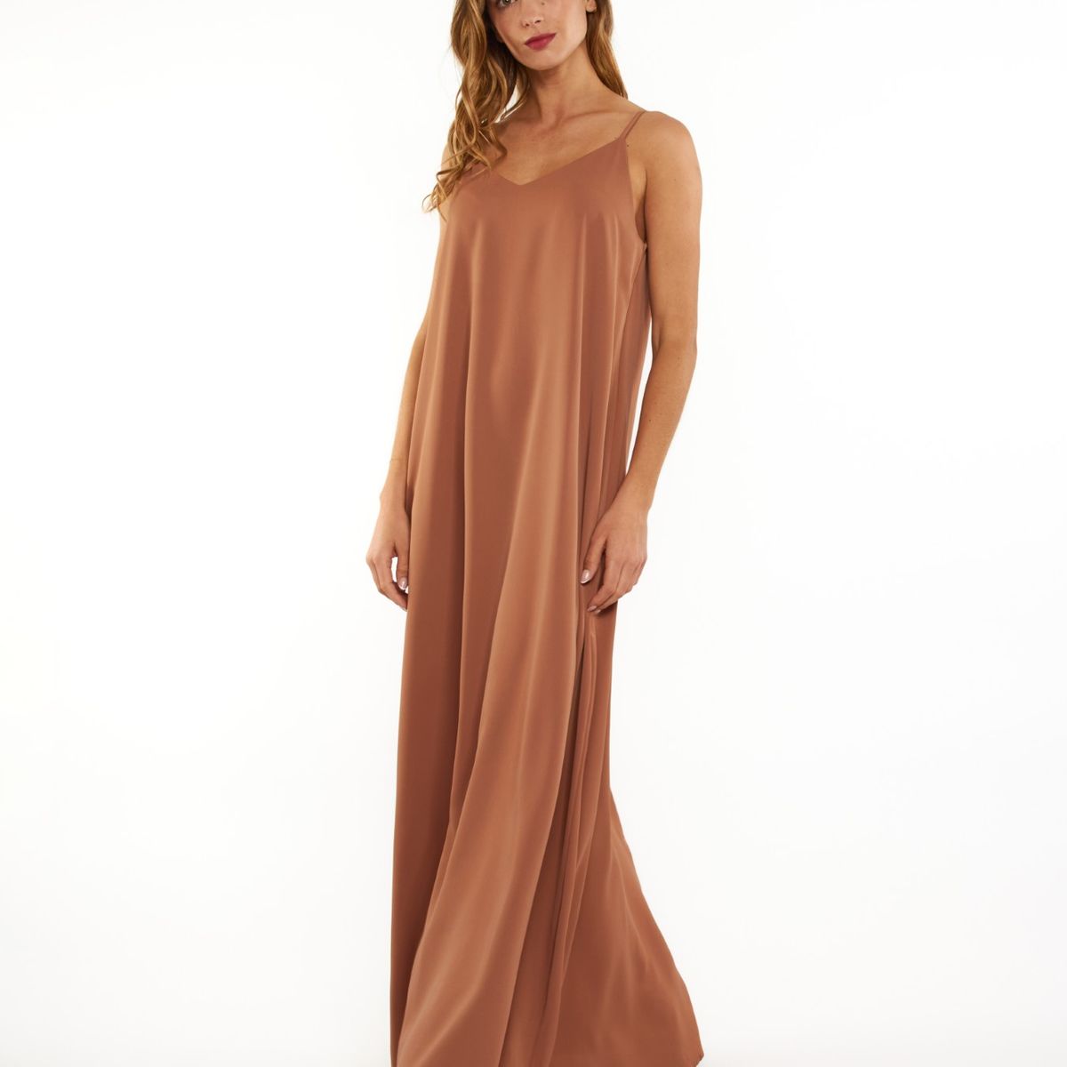 GUINDA - Maxi Vestido Holgado con tirantes Fira Guinda