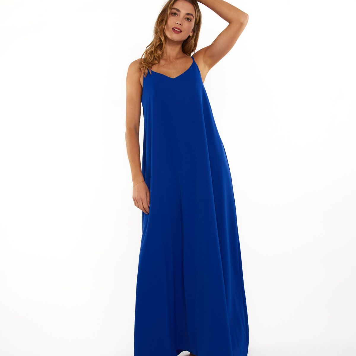 GUINDA - Maxi Vestido Holgado con tirantes Fira Guinda