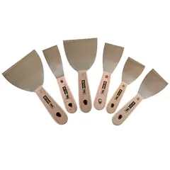 GENERICO - Set 6 Espátulas Profesionales Mango Madera Valkolor