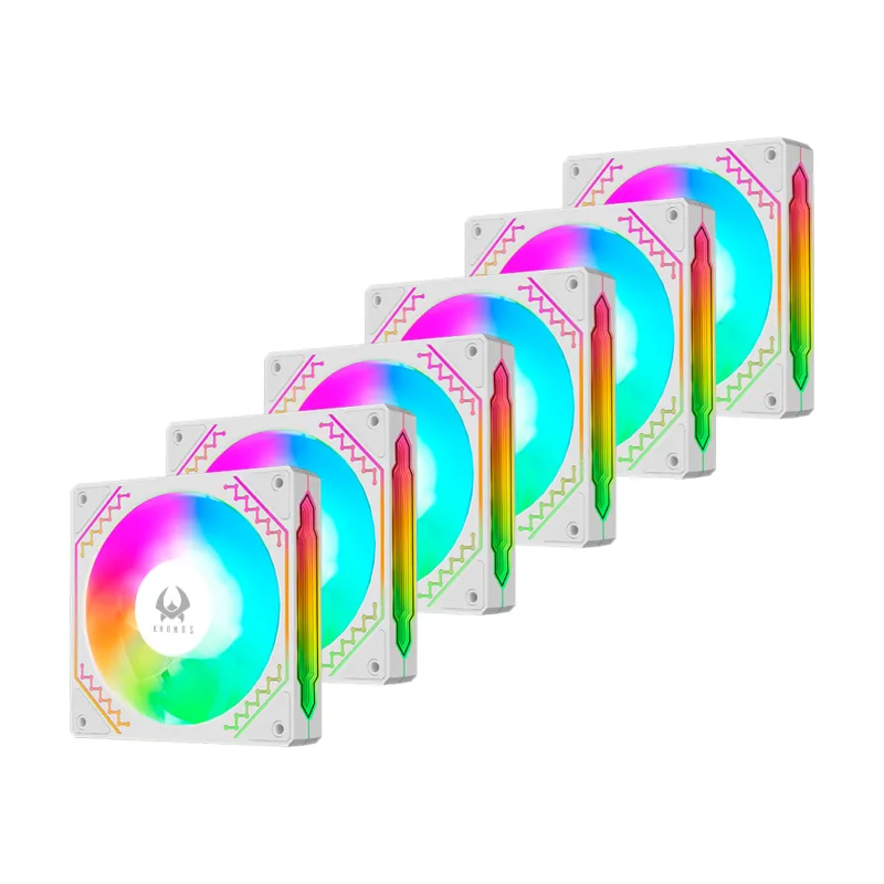 KRONOS - Kit 6 ventiladores de Gabinete Kronos Ventus White, ARGB, 120mm, con controlador