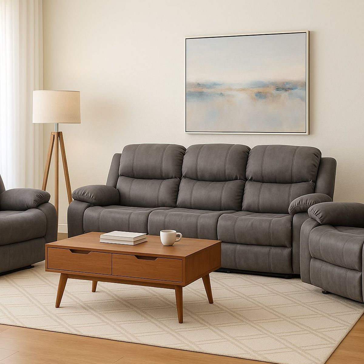 VYS SPA - Sofá 3 cuerpos reclinable + 2 bergere 1 cuerpo reclinable: Isabel Grey