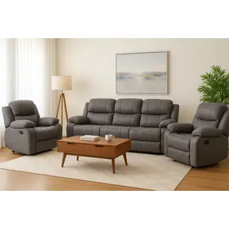 VYS SPA - Sofá 3 cuerpos reclinable + 2 bergere 1 cuerpo reclinable: Isabel Grey