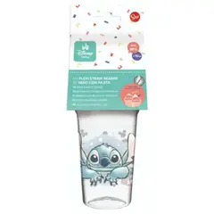 DISNEY - Vaso con Bombilla Flexible 295ml Stitch 18-24 Meses