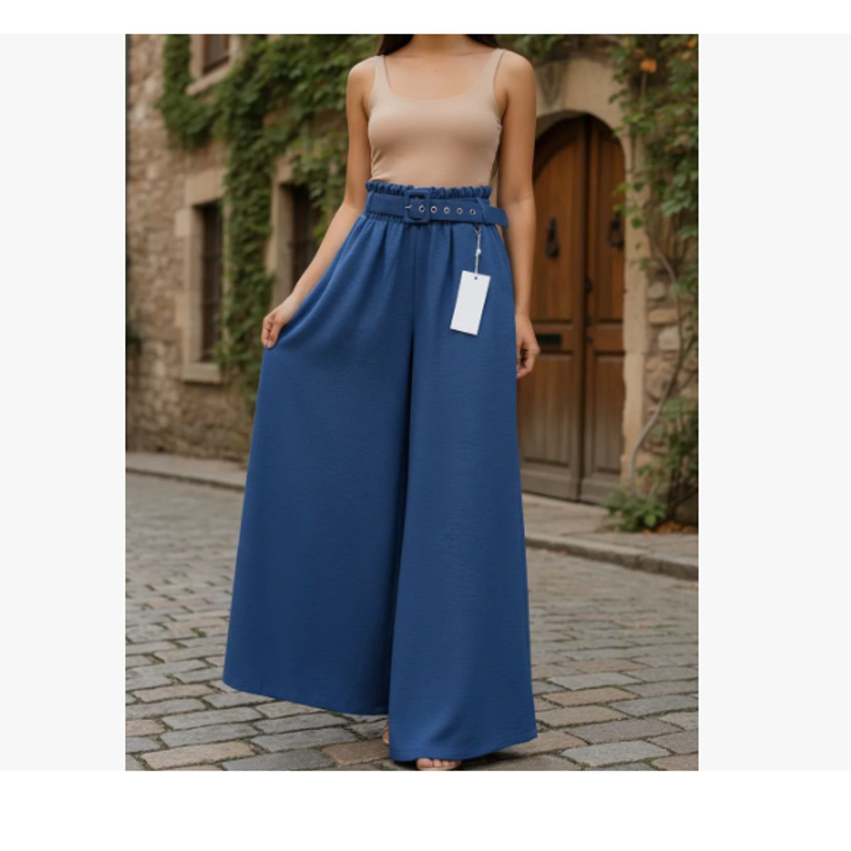 AGW - Pack 3 Faldas Lino Con Cinturon Mujer Colores Surtidos