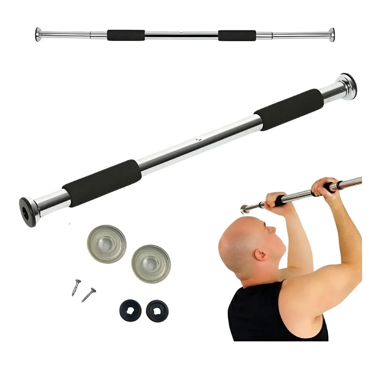 GENERICO - Barra de Ejercicios Ajustable para Puerta Dominada Flexiones