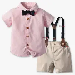 UTILISIMO - Conjunto de Vestir con Tirantes Camisa Pantalón Corto Algodón Bebe