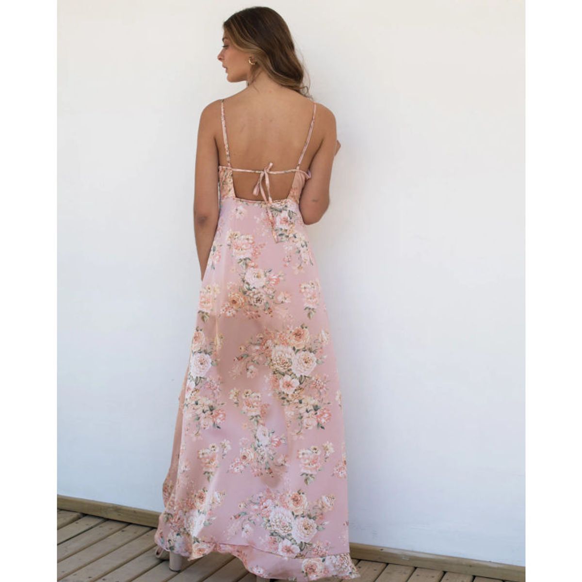 MI PLACARD - Vestido Largo Estela Floreado Rosado