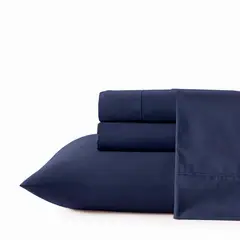 NAUTICA - Juego de sábanas 3piezas microfibra 1,5 plazas azul marino