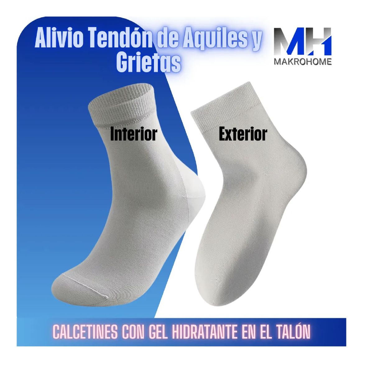 GENERICO - Calcetin Con Gel En El Talon Alivio Tendon De Aquiles Grieta
