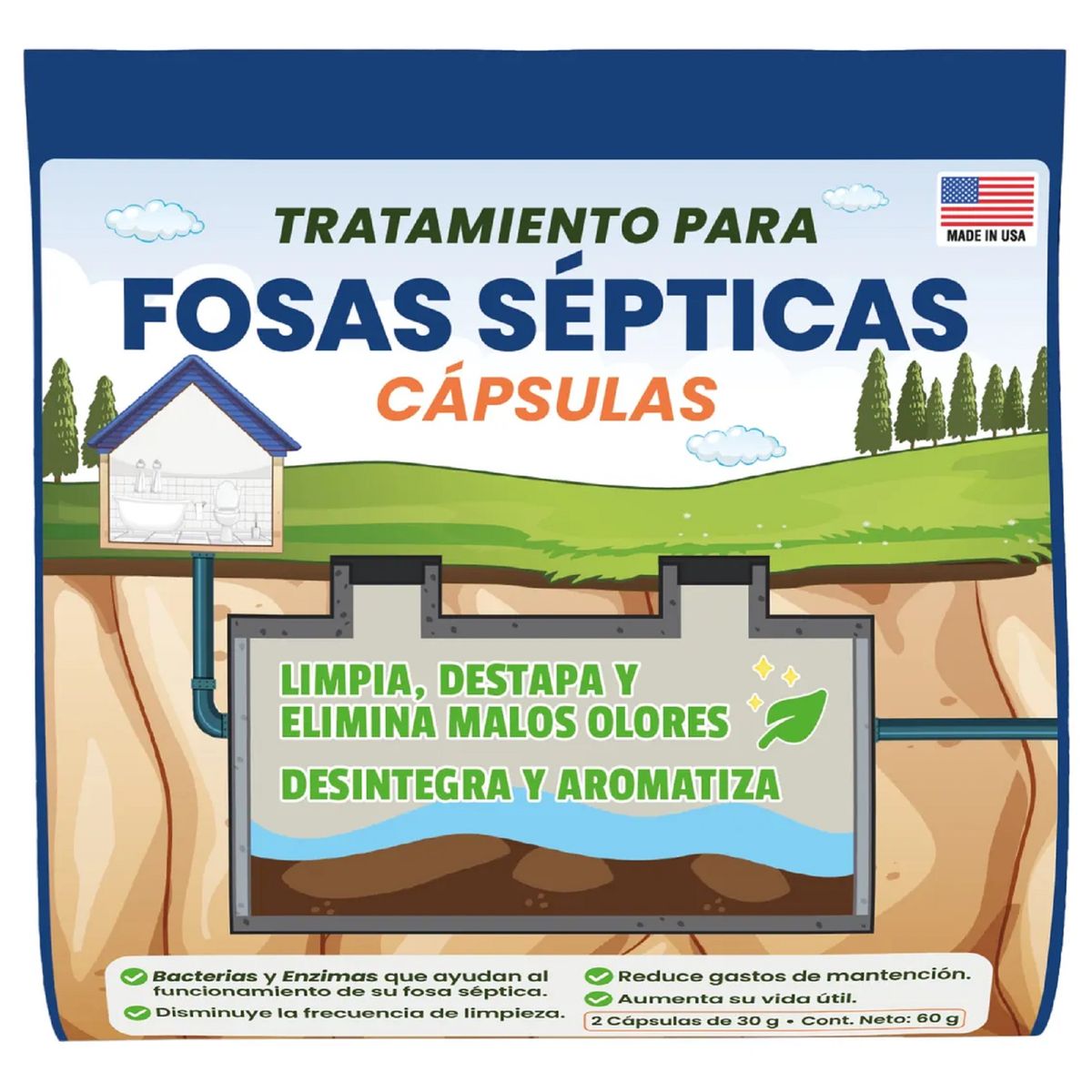 UNIVERSAL - Disgregante Limpiador Pozo fosaséptica Bacterias rinde 5.000 Litros