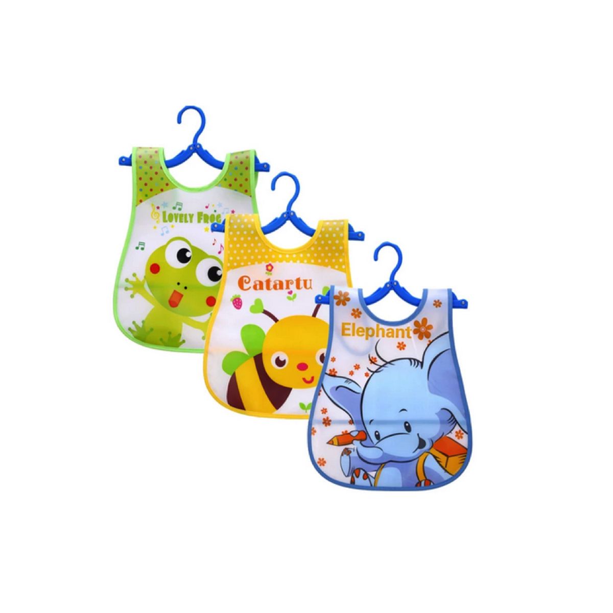 GENERICO - Pack 4 Baberos silicona bebe sin manga Diseño niño