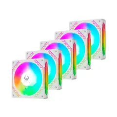 KRONOS - Kit 5 ventiladores de Gabinete Ventus White, ARGB, 120mm, con controlador