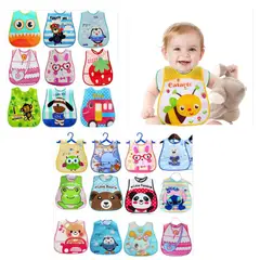 GENERICO - Pack 4 Baberos silicona bebe sin manga Diseño niña